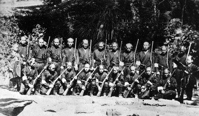 A Troop of Japanese Soldiers, c.1860s by Japanese Photographer